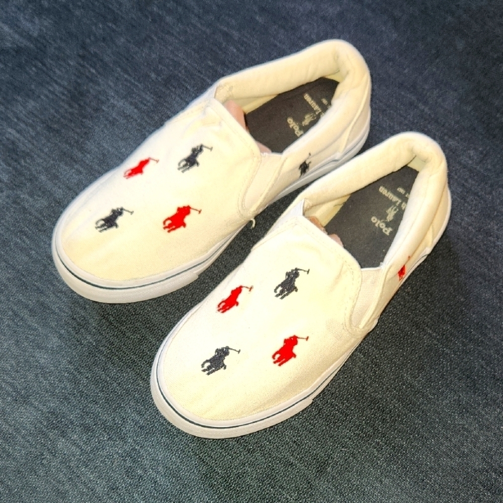 Polo by Ralph Lauren Kids Keaton Allover Pony Slip-On Shoes sz 3 little kids